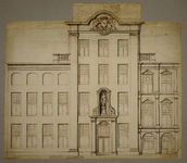 28743 Afbeelding van de voorgevel van het stadhuis aan de Stadhuisbrug te Utrecht.